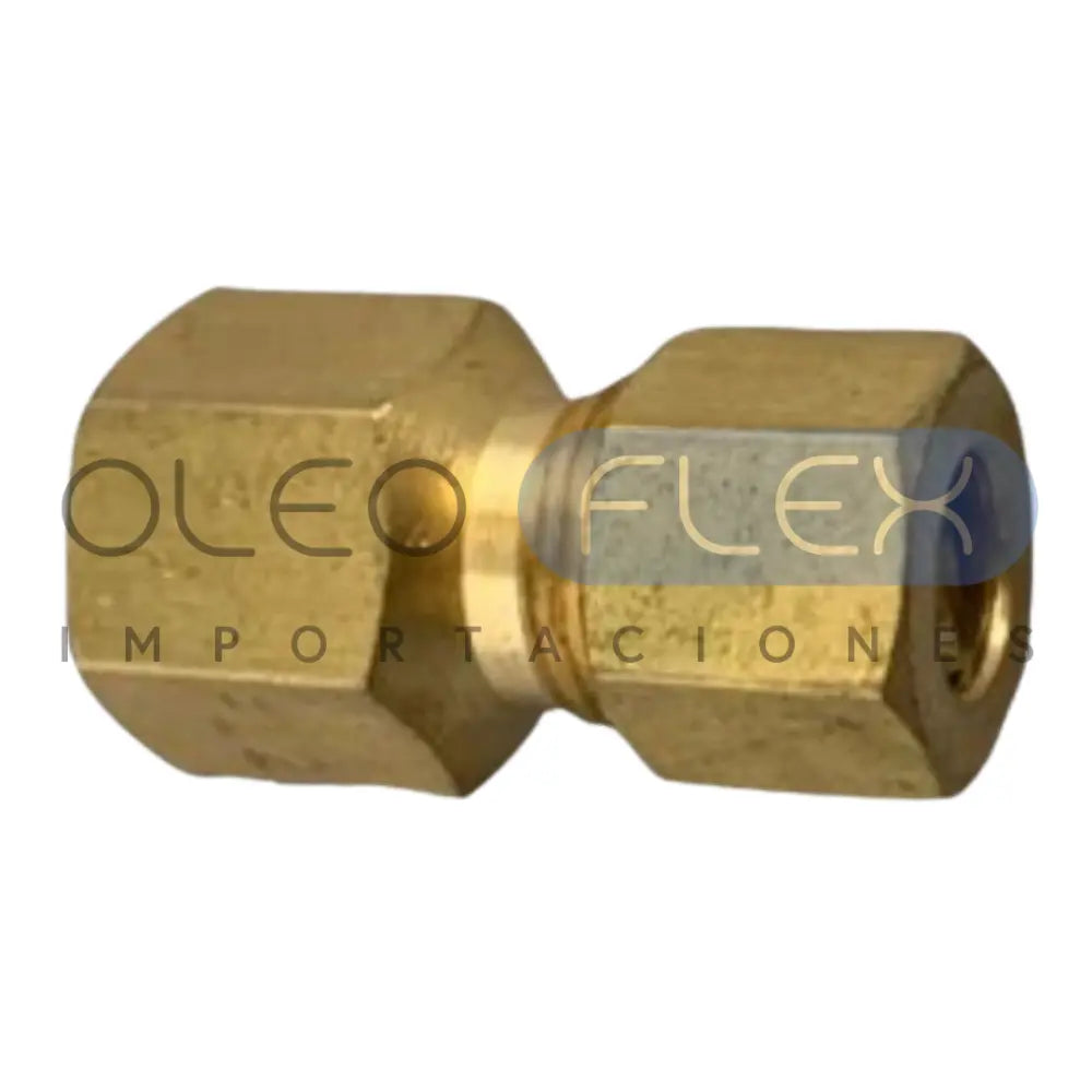 Foto de Conector Bronce Recta 5/16od x HI 1/4"NPT - 04 - vista frontal sobre fondo blanco | SKU HFC66F0505 | Oleoflex Importaciones