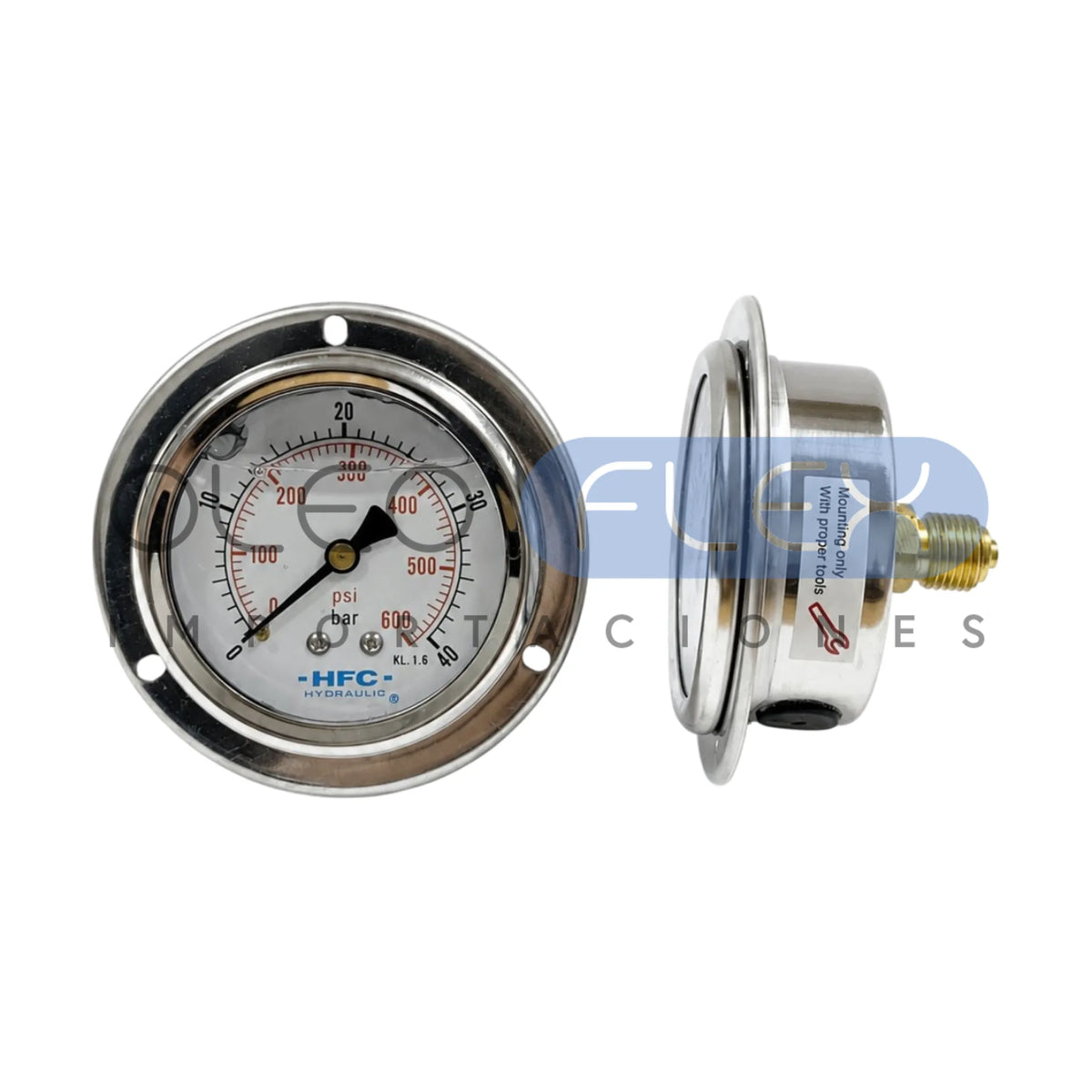 Manómetro 63 mm c/Glicerina Inox/Bronce — 1/4" BSP
