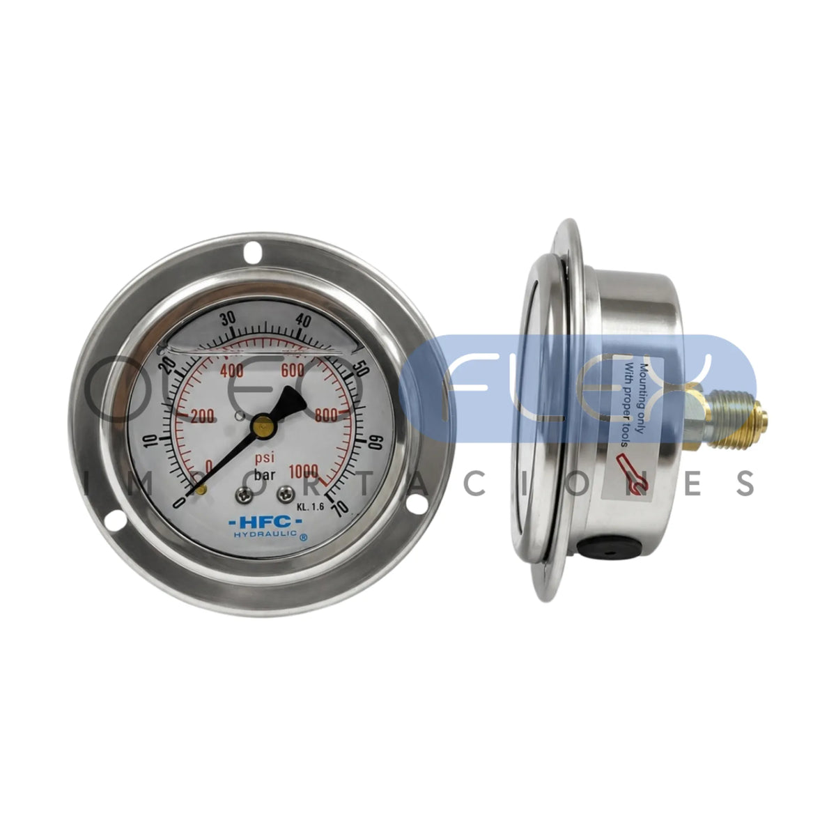 Manómetro 63 mm c/Glicerina Inox/Bronce — 1/4" BSP