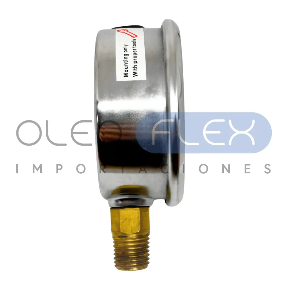 MANOMETRO C/GLIC. INOX/BR. DIAM. 63MM/2.5" CONEXION 1/4 NPT INFERIOR RANGO 0-100BAR/1500PSI