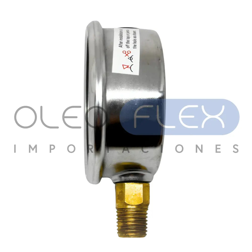 MANOMETRO C/GLIC. INOX/BR. DIAM. 63MM/2.5" CONEXION 1/4 NPT INFERIOR RANGO 0-280BAR/4000PSI