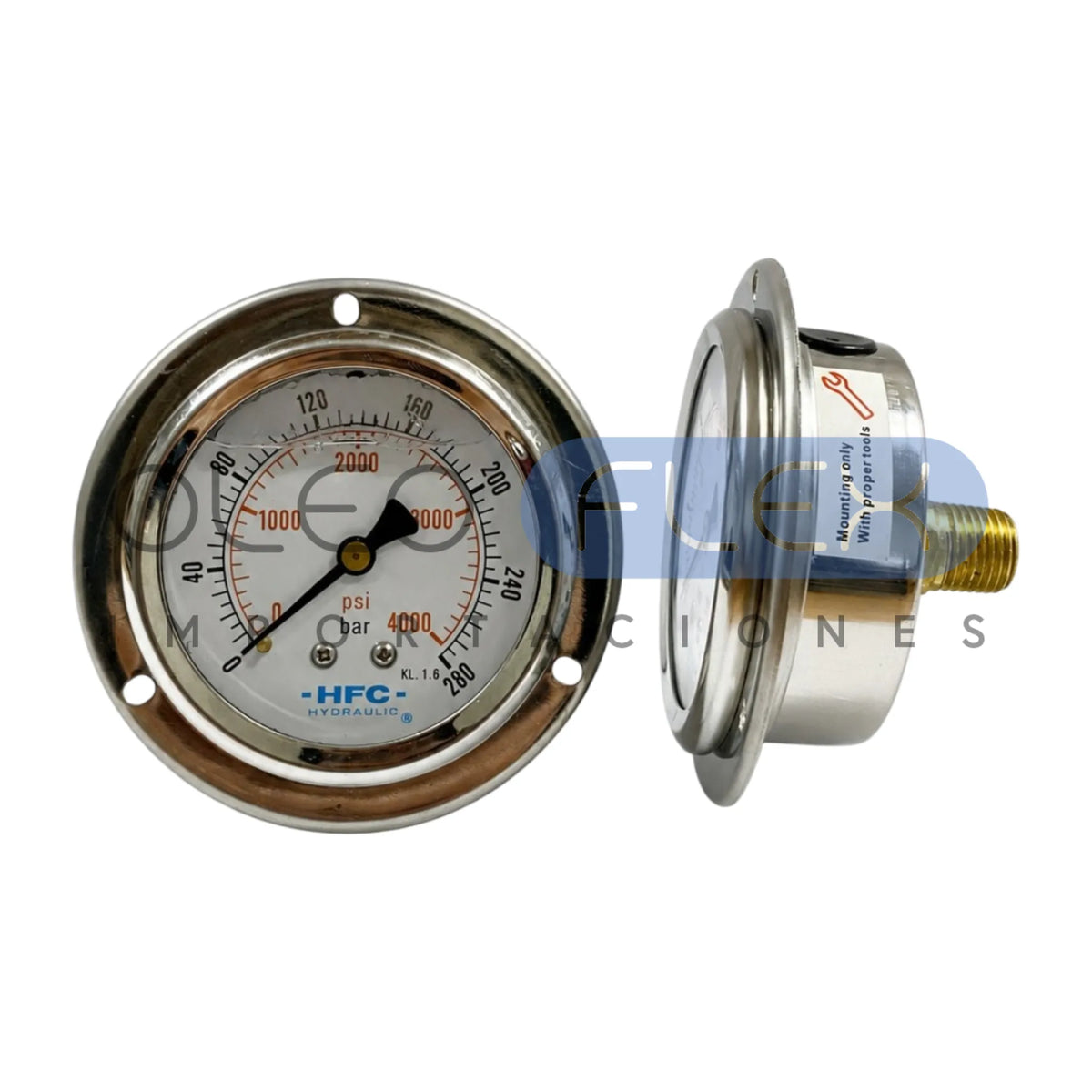 Manómetro 63 mm c/Glicerina Inox/Bronce — 1/4" NPT