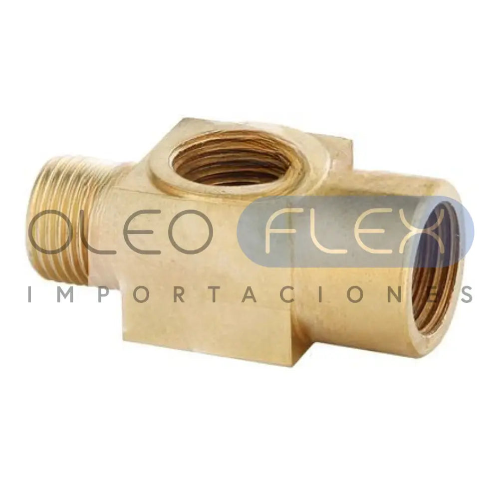Foto de Tee Bronce Macho Hembra Lateral HE-HI-HI 1/4" - 04 - vista frontal sobre fondo blanco | SKU HFC127B04 | Oleoflex Importaciones