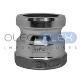 Foto de Acople Camlock Aluminio Tipo A 1/2" BSP - 08 - vista frontal sobre fondo blanco | SKU HFCAMTA08 | Oleoflex Importaciones