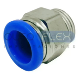 Foto de Conector Tubo 4 MM x 1/4 NPT Recto - 04 - vista frontal sobre fondo blanco | SKU HFCPC402 | Oleoflex Importaciones