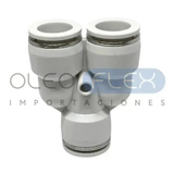 Foto de Conector Tubo Tipo Y T-T-T 5/16 - 05 - vista frontal sobre fondo blanco | SKU HFCPY516 | Oleoflex Importaciones