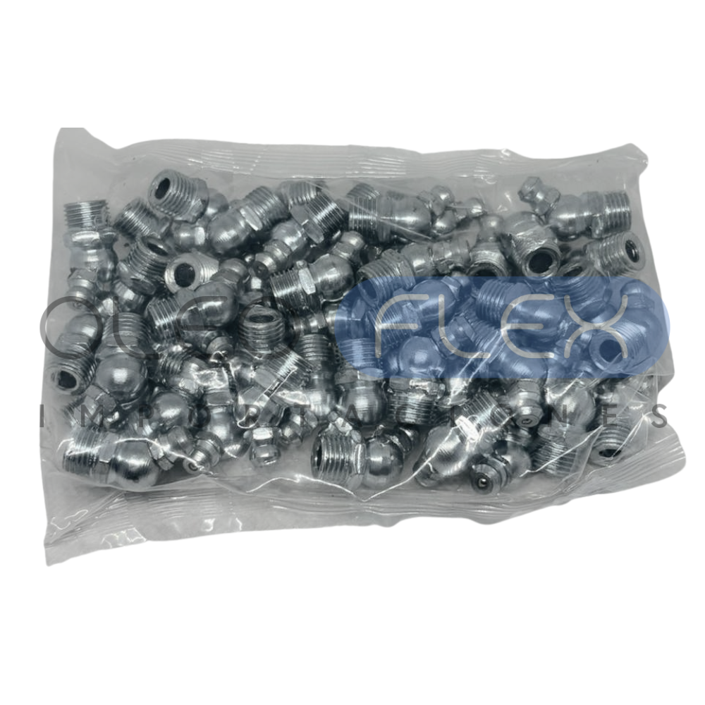 CAJA 50 UNIDADES DE GRASERA SEMI CURVA 45° 10MM X1