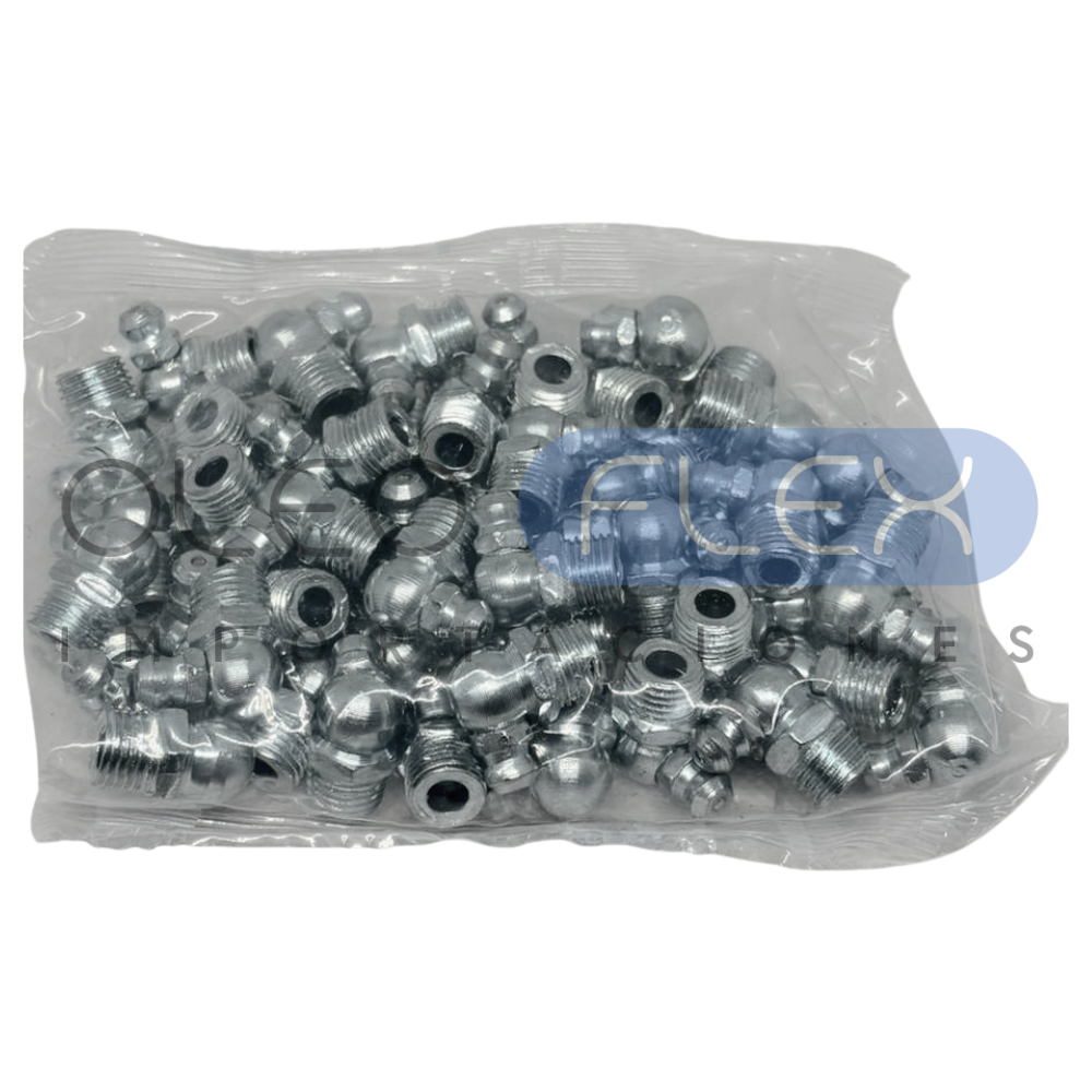CAJA 50 UNIDADES DE GRASERA CURVA 90° 1/8" NPT