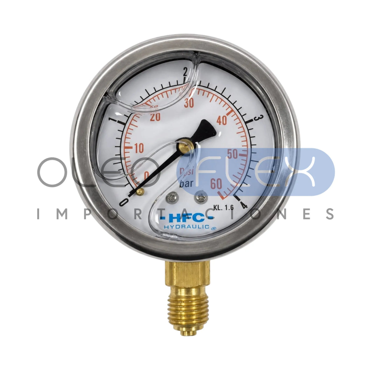 Manómetro 63 mm c/Glicerina Inox/Bronce — 1/4" BSP