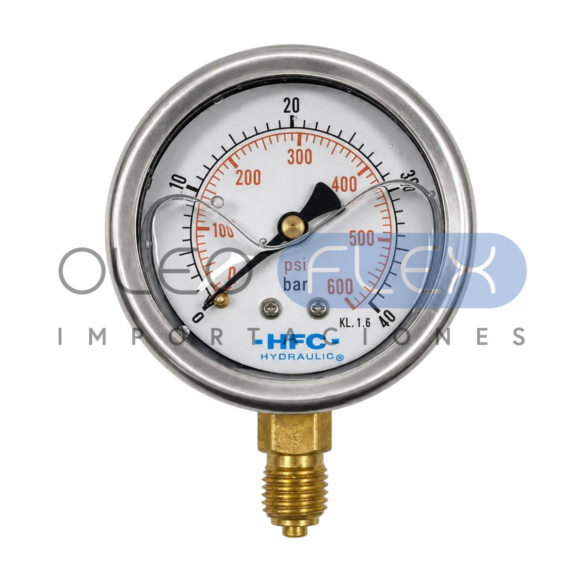 Manómetro 63 mm c/Glicerina Inox/Bronce — 1/4" BSP