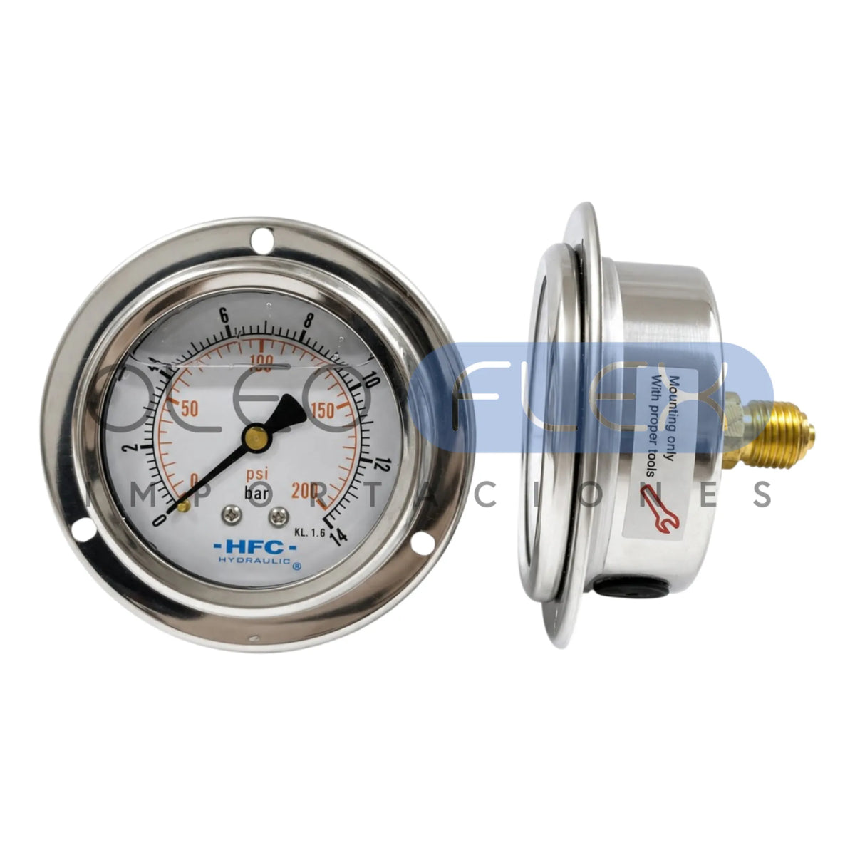 Manómetro 63 mm c/Glicerina Inox/Bronce — 1/4" BSP