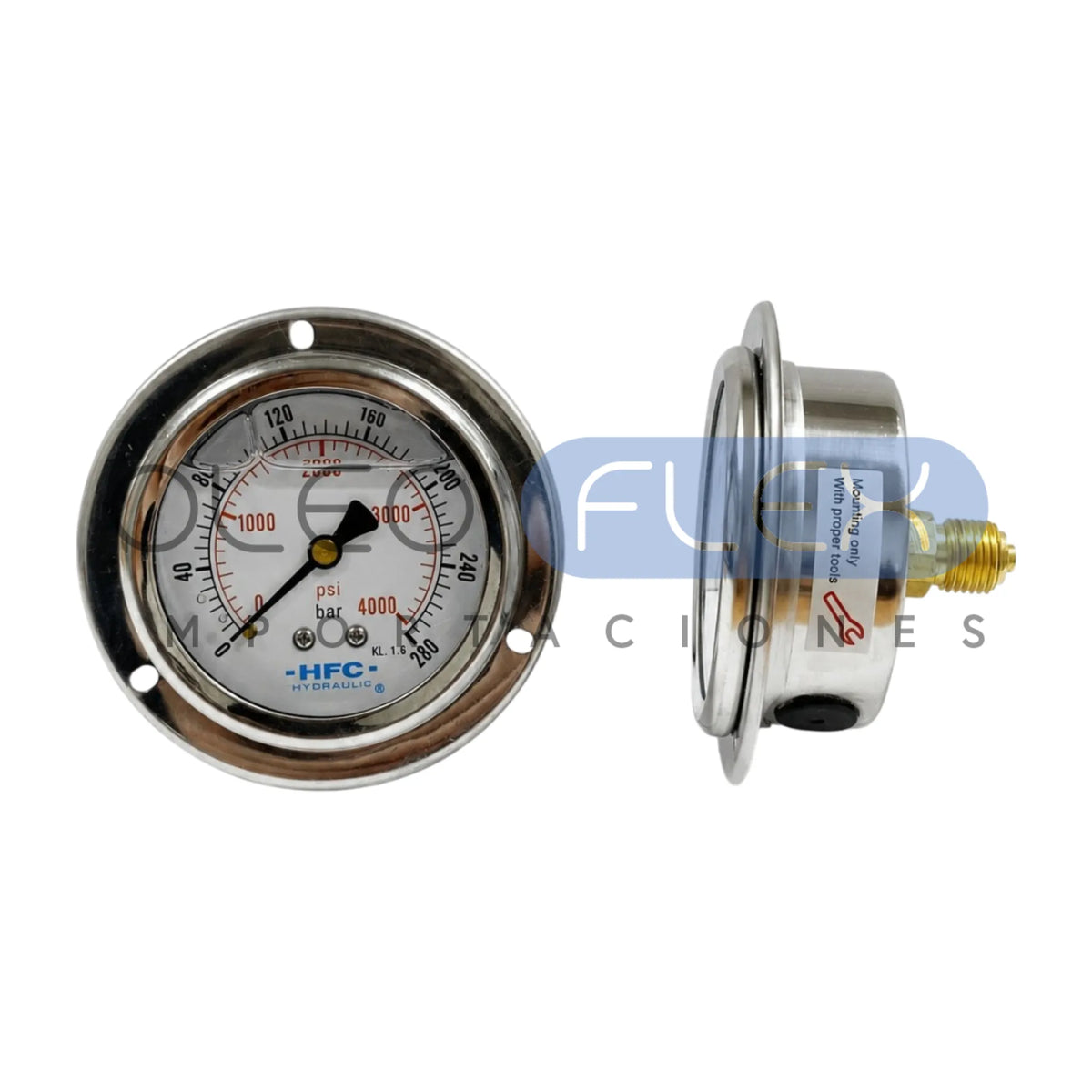 Manómetro 63 mm c/Glicerina Inox/Bronce — 1/4" BSP