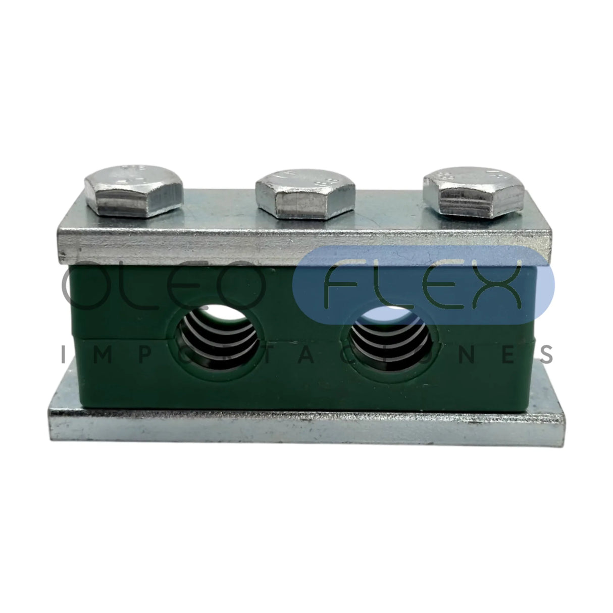 Abrazadera Tubo Hidráulico Doble Serie Pesada - vista frontal | Oleoflex Importaciones