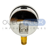 MANOMETRO C/GLIC. INOX/BR. DIAM. 63MM/2.5" CONEXION 1/4 NPT INFERIOR RANGO 0-4BAR/60PSI
