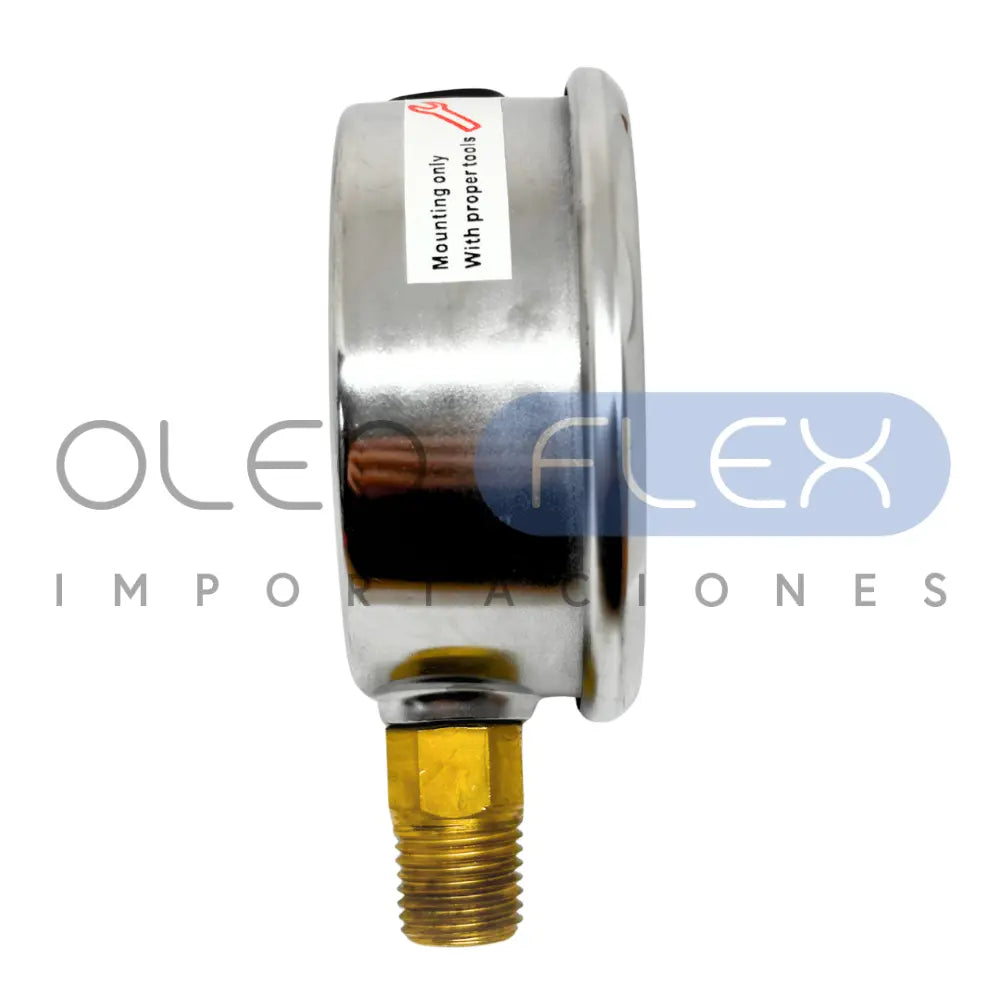 MANOMETRO C/GLIC. INOX/BR. DIAM. 63MM/2.5" CONEXION 1/4 NPT INFERIOR RANGO 0-4BAR/60PSI