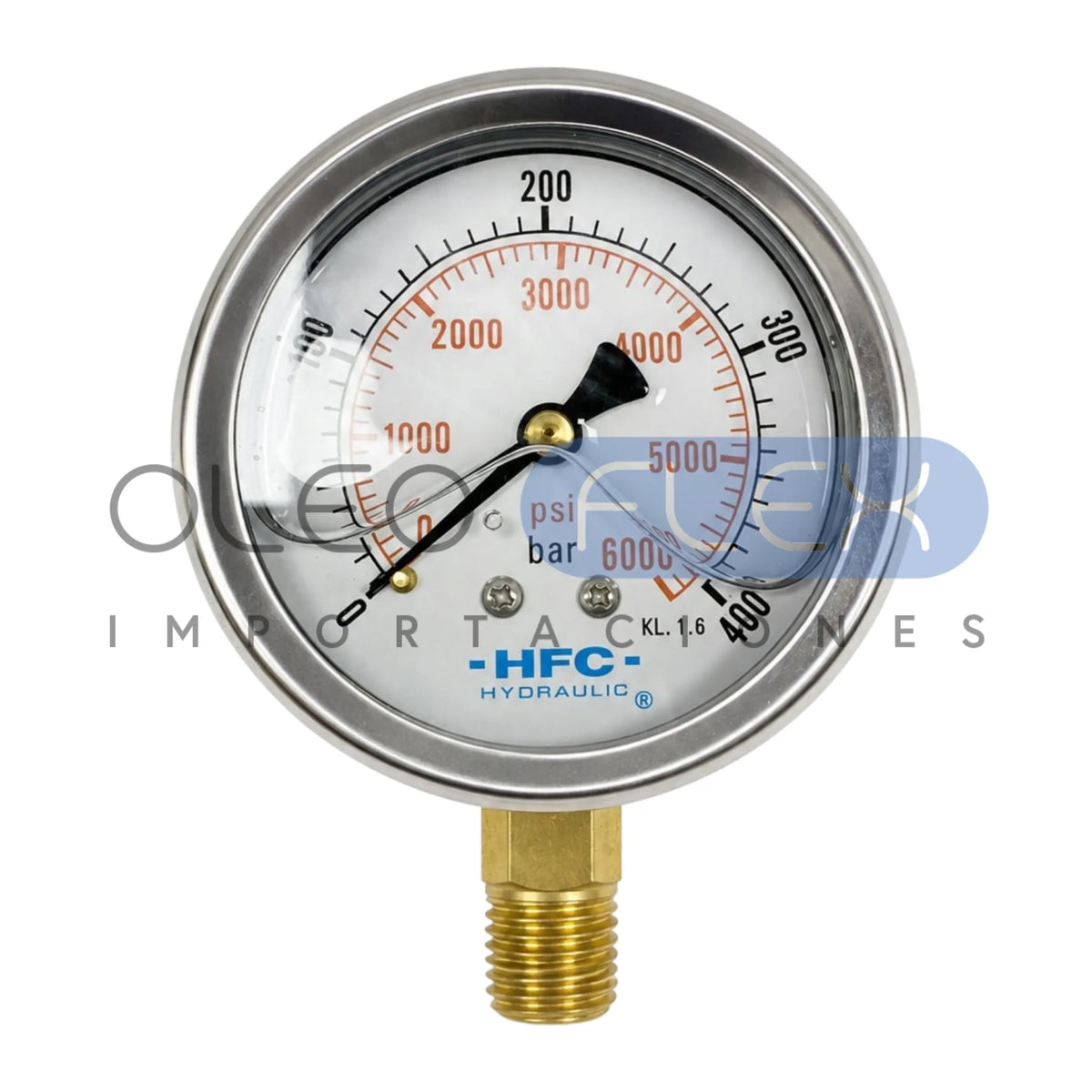Manómetro 63 mm c/Glicerina Inox/Bronce — 1/4" NPT