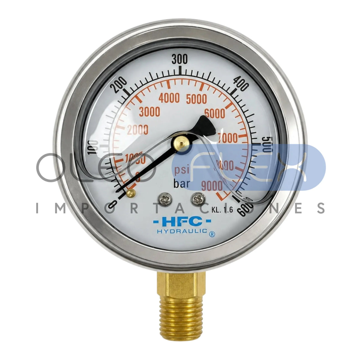 Manómetro 63 mm c/Glicerina Inox/Bronce — 1/4" NPT