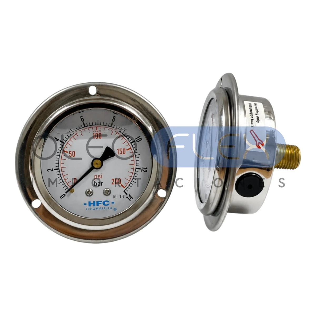 Manómetro 63 mm c/Glicerina Inox/Bronce — 1/4" NPT