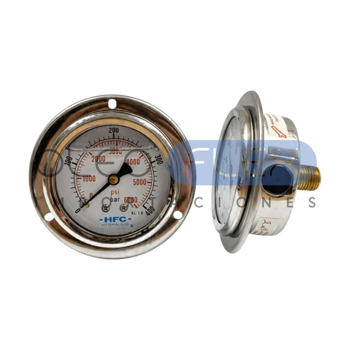 Manómetro 63 mm c/Glicerina Inox/Bronce — 1/4" NPT