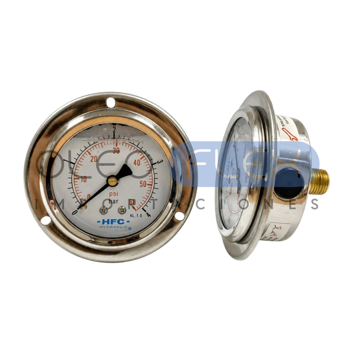 Manómetro 63 mm c/Glicerina Inox/Bronce — 1/4" NPT