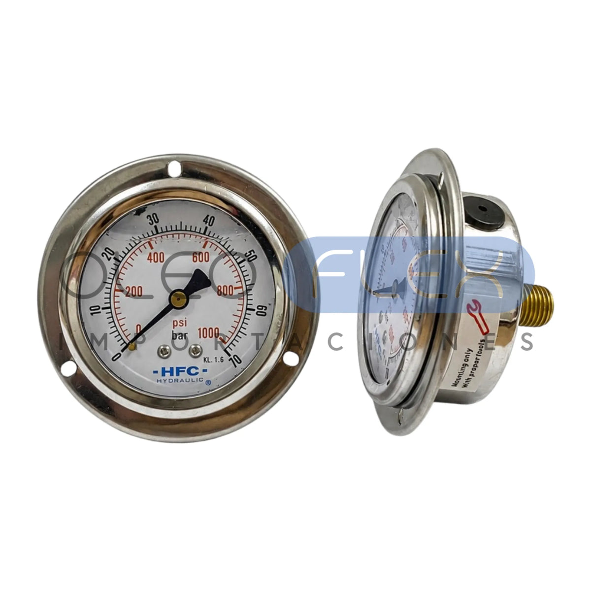 Manómetro 63 mm c/Glicerina Inox/Bronce — 1/4" NPT