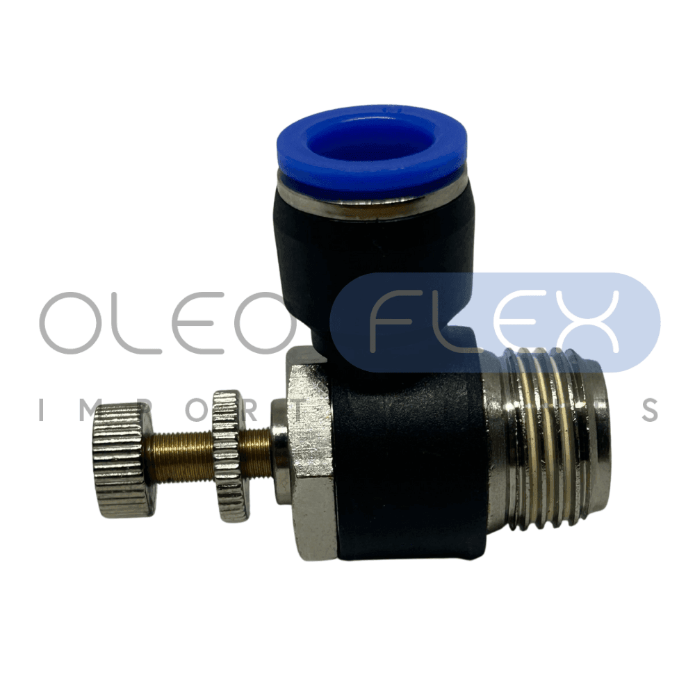 VALVULA REGULADORA DE FLUJO CODO TUBO 12MM HILO MACHO 1/2 NPT - Oleoflex Importaciones SpA